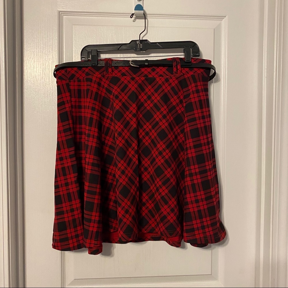 Black and red checkered skirt